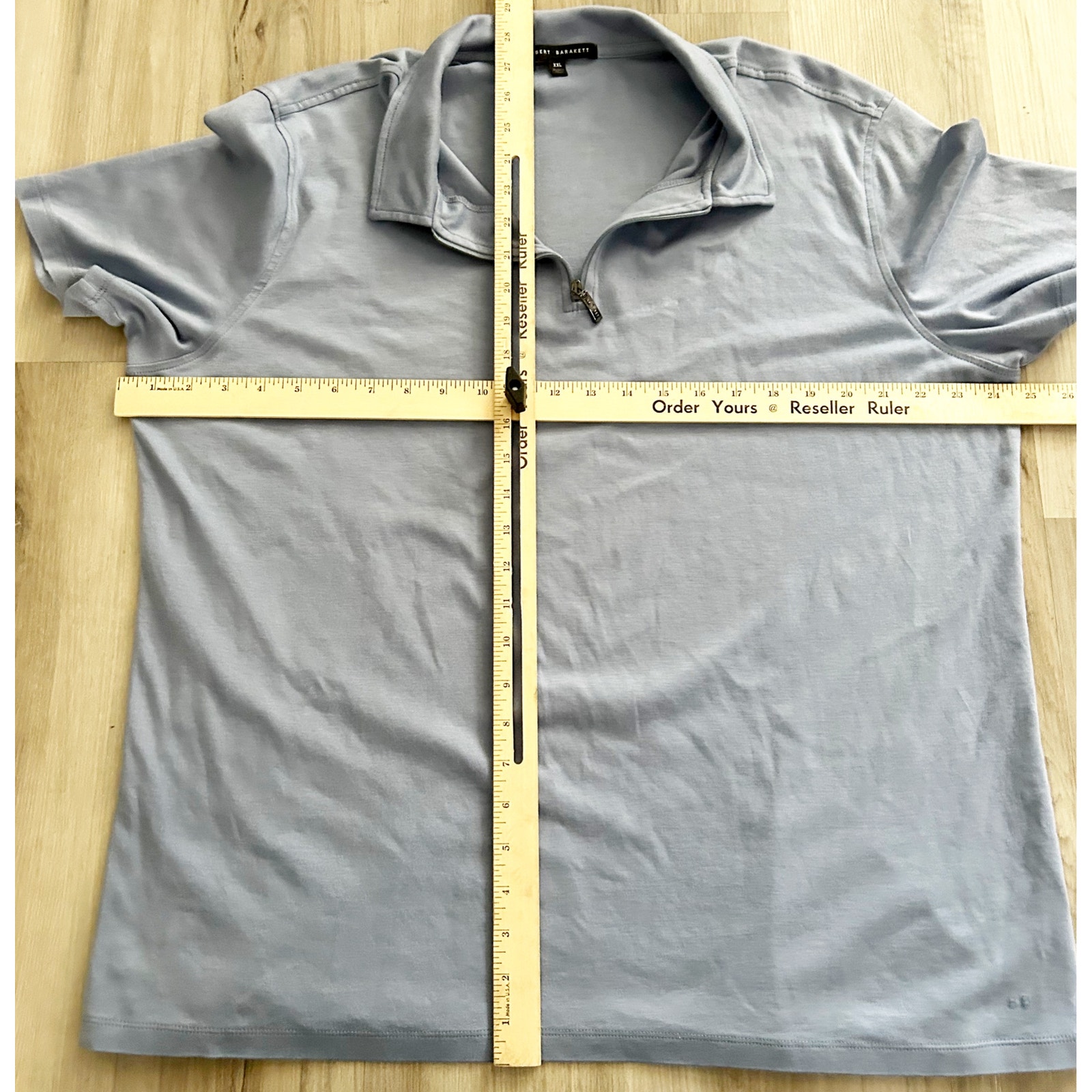 Robert Barakett Pima Cotton Georgia Zip Polo “Blue Fog” Blue Mens Sz Xxl Euc — image 5 of 7